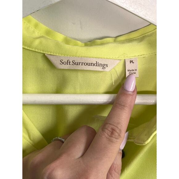 Soft Surrounding Long Sleeve Collared Neck Button-Up Shirt Womens Size PL Yellow - Picture 4 of 8